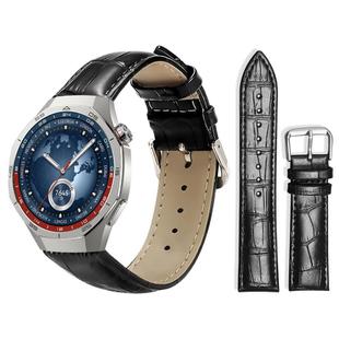 22mm For Huawei Watch GT5/GT5 Pro/4/4 Pro xDfind Bamboo Texture Pin Buckle Leather Watch Band(Black)