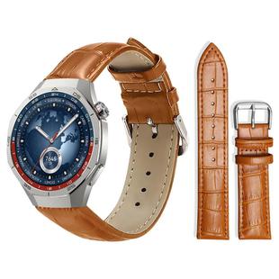 22mm For Huawei Watch GT5/GT5 Pro/4/4 Pro xDfind Bamboo Texture Pin Buckle Leather Watch Band(Light Brown)