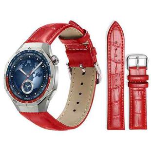 22mm For Huawei Watch GT5/GT5 Pro/4/4 Pro xDfind Bamboo Texture Pin Buckle Leather Watch Band(Red)
