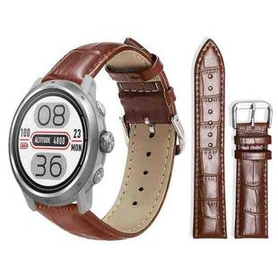 20mm For COROS APEX 2 42mm / PACE 2 xDfind Bamboo Texture Pin Buckle Leather Watch Band(Dark Brown)