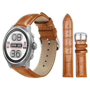 20mm For COROS APEX 2 42mm / PACE 2 xDfind Bamboo Texture Pin Buckle Leather Watch Band(Light Brown)