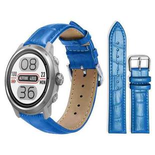 20mm For COROS APEX 2 42mm / PACE 2 xDfind Bamboo Texture Pin Buckle Leather Watch Band(Blue)