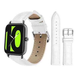 20mm For Xiaomi Haylou RS4 Plus LS11 / LS12 xDfind Bamboo Texture Pin Buckle Leather Watch Band(White)