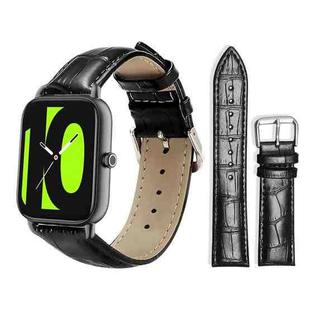 20mm For Xiaomi Haylou RS4 Plus LS11 / LS12 xDfind Bamboo Texture Pin Buckle Leather Watch Band(Black)