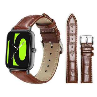 20mm For Xiaomi Haylou RS4 Plus LS11 / LS12 xDfind Bamboo Texture Pin Buckle Leather Watch Band(Dark Brown)