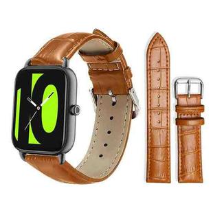 20mm For Xiaomi Haylou RS4 Plus LS11 / LS12 xDfind Bamboo Texture Pin Buckle Leather Watch Band(Light Brown)