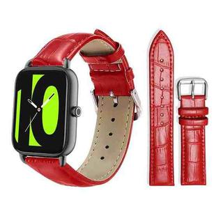 20mm For Xiaomi Haylou RS4 Plus LS11 / LS12 xDfind Bamboo Texture Pin Buckle Leather Watch Band(Red)