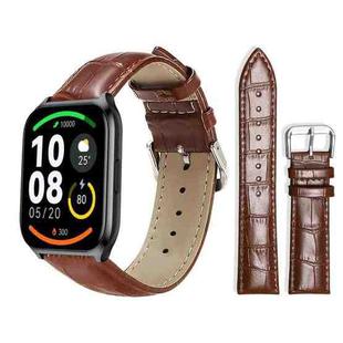 22mm For Xiaomi Haylou Watch LS09B / LS05S / LS10 xDfind Bamboo Texture Pin Buckle Leather Watch Band(Dark Brown)