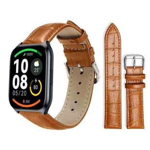 22mm For Xiaomi Haylou Watch LS09B / LS05S / LS10 xDfind Bamboo Texture Pin Buckle Leather Watch Band(Light Brown)