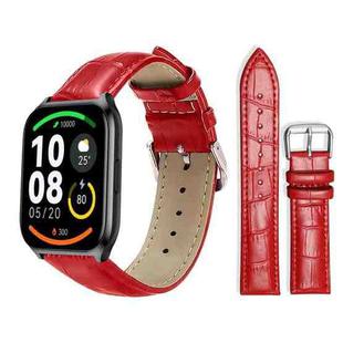 22mm For Xiaomi Haylou Watch LS09B / LS05S / LS10 xDfind Bamboo Texture Pin Buckle Leather Watch Band(Red)