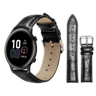 20mm For Honor Watch ES / Magic Watch2 42mm xDfind Bamboo Texture Pin Buckle Leather Watch Band(Black)