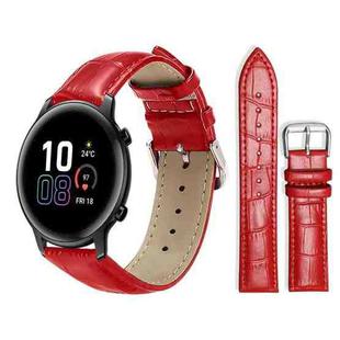20mm For Honor Watch ES / Magic Watch2 42mm xDfind Bamboo Texture Pin Buckle Leather Watch Band(Red)