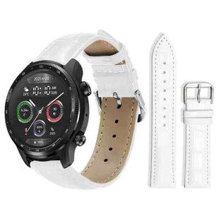 22mm For Ticwatch Pro X / Pro3 / Pro / GTX / E2 xDfind Bamboo Texture Pin Buckle Leather Watch Band(White)
