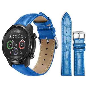 22mm For Ticwatch Pro X / Pro3 / Pro / GTX / E2 xDfind Bamboo Texture Pin Buckle Leather Watch Band(Blue)
