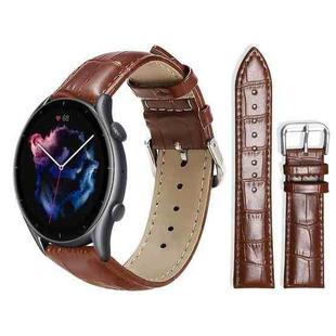 22mm For Amazfit GTR 4/3/3 Pro/Bip6/Bip5 xDfind Bamboo Texture Pin Buckle Leather Watch Band(Dark Brown)