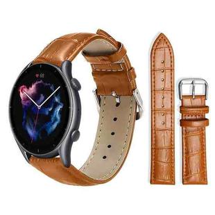 22mm For Amazfit GTR 4/3/3 Pro/Bip6/Bip5 xDfind Bamboo Texture Pin Buckle Leather Watch Band(Light Brown)