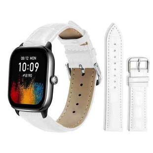 20mm For Amazfit GTS4 mini/GTS3/2/2E xDfind Bamboo Texture Pin Buckle Leather Watch Band(White)