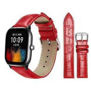 20mm For Amazfit GTS4 mini/GTS3/2/2E xDfind Bamboo Texture Pin Buckle Leather Watch Band(Red)