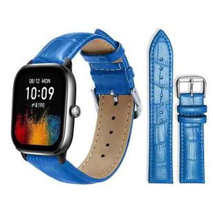 20mm For Amazfit GTS4 mini/GTS3/2/2E xDfind Bamboo Texture Pin Buckle Leather Watch Band(Blue)