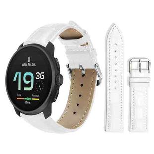 22mm For Suunto Race S / Race / 9 Peak / 5 Peak xDfind Bamboo Texture Pin Buckle Leather Watch Band(White)