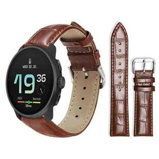 22mm For Suunto Race S / Race / 9 Peak / 5 Peak xDfind Bamboo Texture Pin Buckle Leather Watch Band(Dark Brown)
