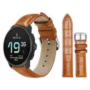 22mm For Suunto Race S / Race / 9 Peak / 5 Peak xDfind Bamboo Texture Pin Buckle Leather Watch Band(Light Brown)