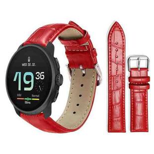 22mm For Suunto Race S / Race / 9 Peak / 5 Peak xDfind Bamboo Texture Pin Buckle Leather Watch Band(Red)