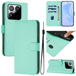 For Xiaomi 15T 5G Skin Feel Solid Color Leather Phone Case with Lanyard(Mint Green)