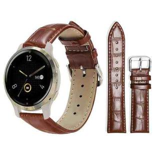 18mm For Garmin Venu 2S / vivoactive 4s/3s xDfind Bamboo Texture Pin Buckle Leather Watch Band(Dark Brown)