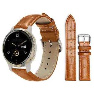 18mm For Garmin Venu 2S / vivoactive 4s/3s xDfind Bamboo Texture Pin Buckle Leather Watch Band(Light Brown)
