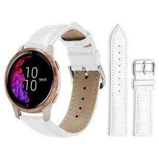 20mm For Garmin venu 2 / venu / Sq2 / Sq xDfind Bamboo Texture Pin Buckle Leather Watch Band(White)