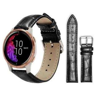 20mm For Garmin venu 2 / venu / Sq2 / Sq xDfind Bamboo Texture Pin Buckle Leather Watch Band(Black)