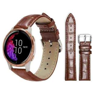 20mm For Garmin venu 2 / venu / Sq2 / Sq xDfind Bamboo Texture Pin Buckle Leather Watch Band(Dark Brown)