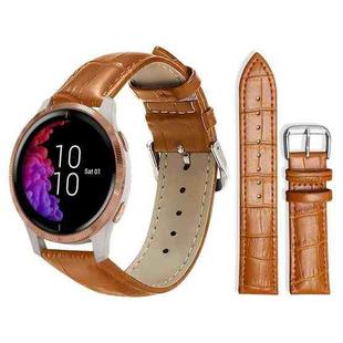 20mm For Garmin venu 2 / venu / Sq2 / Sq xDfind Bamboo Texture Pin Buckle Leather Watch Band(Light Brown)