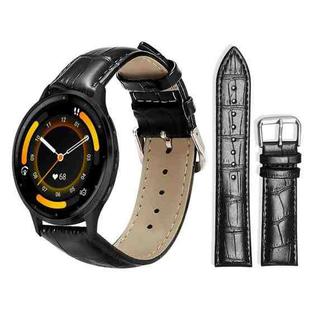 22mm For Garmin Venu 3 / vivoactive4 xDfind Bamboo Texture Pin Buckle Leather Watch Band(Black)