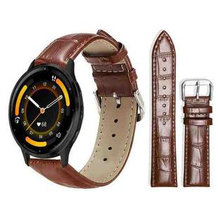 22mm For Garmin Venu 3 / vivoactive4 xDfind Bamboo Texture Pin Buckle Leather Watch Band(Dark Brown)