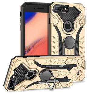 For iPhone 8 Plus & 7 Plus Armor Knight Series 2 in 1 PC + TPU Protective Case with Ring Holder(Gold)