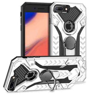 For iPhone 8 Plus & 7 Plus Armor Knight Series 2 in 1 PC + TPU Protective Case with Ring Holder(Silver)