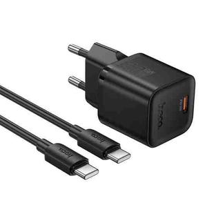 hoco N64 Ingenious GaN PD20W Type-C Single Port Charger with 1m Type-C to Type-C Cable , EU Plug(Black)