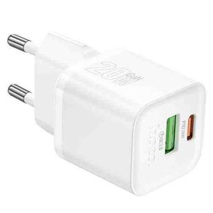 hoco N65 Ingenious GaN PD20W Type-C and QC3.0USB Charger, EU Plug(White)
