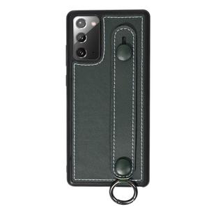 For Samsung Galaxy Note 20 Top Layer Cowhide Shockproof Protective Case with Wrist Strap Bracket(Green)