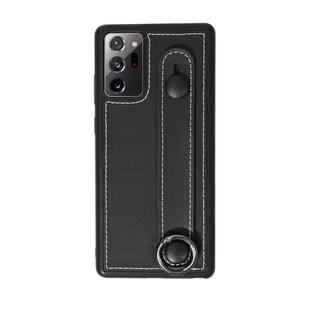 For Samsung Galaxy Note 20 Ultra Top Layer Cowhide Shockproof Protective Case with Wrist Strap Bracket(Black)