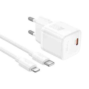 hoco N66 Ingenious GaN PD35W Type-C Single Port Charger with 1m Type-C to 8 Pin Cable, EU Plug(White)