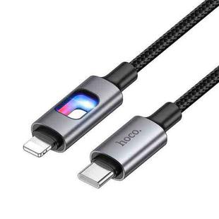 hoco U144 Colorful LED PD27W Type-C to 8 Pin Fast Charging Data Cable, Length: 1.2m(Black)