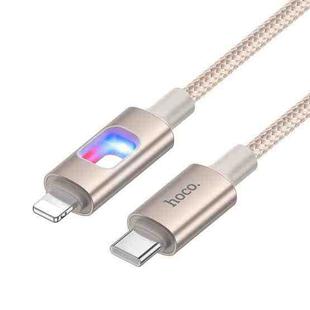 hoco U144 Colorful LED PD27W Type-C to 8 Pin Fast Charging Data Cable, Length: 1.2m(Gold)