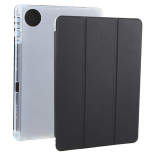 For Honor Pad 10 12.1 3-fold Clear TPU Smart Leather Tablet Case with Pen Slot(Black)