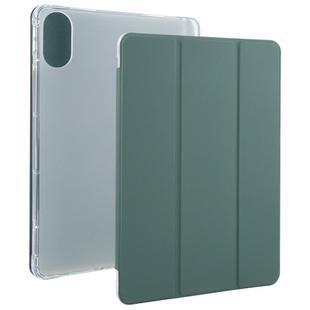 For Xiaomi Redmi Pad 2 3-fold Clear TPU Smart Leather Tablet Case with Pen Slot(Dark Green)