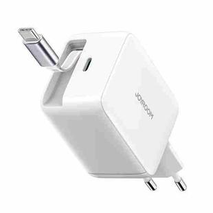 JOYROOM JR-TCL06 67W USB-C / Type-C Port GaN Fast Charger with Retractable Cable, EU Plug(White)