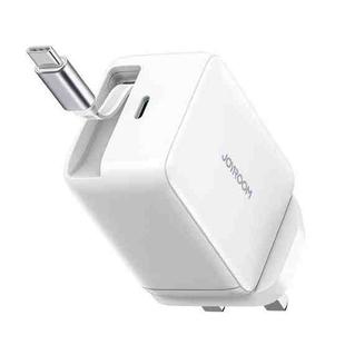 JOYROOM JR-TCL06 67W USB-C / Type-C Port GaN Fast Charger with Retractable Cable, UK Plug(White)
