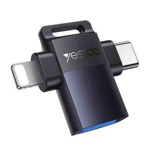 Yesido GS35 2 in 1 USB 3.0 Female to Type-C/8 Pin Male Charging Adapter(Black)